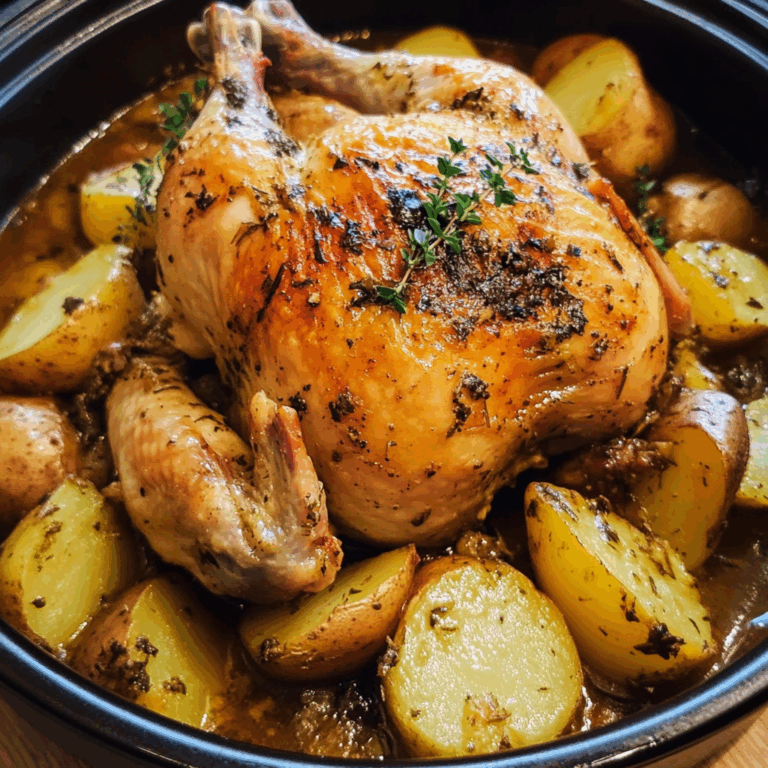 Slow Cooker Whole Chicken with Garlic and Potatoes