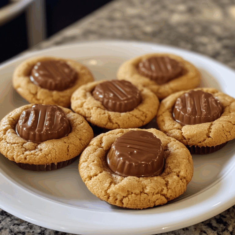 Reese’s Cup Stuffed Peanut Butter Blossom Cookies