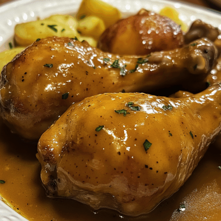 Delicious Chicken Legs with Gravy and Potatoes