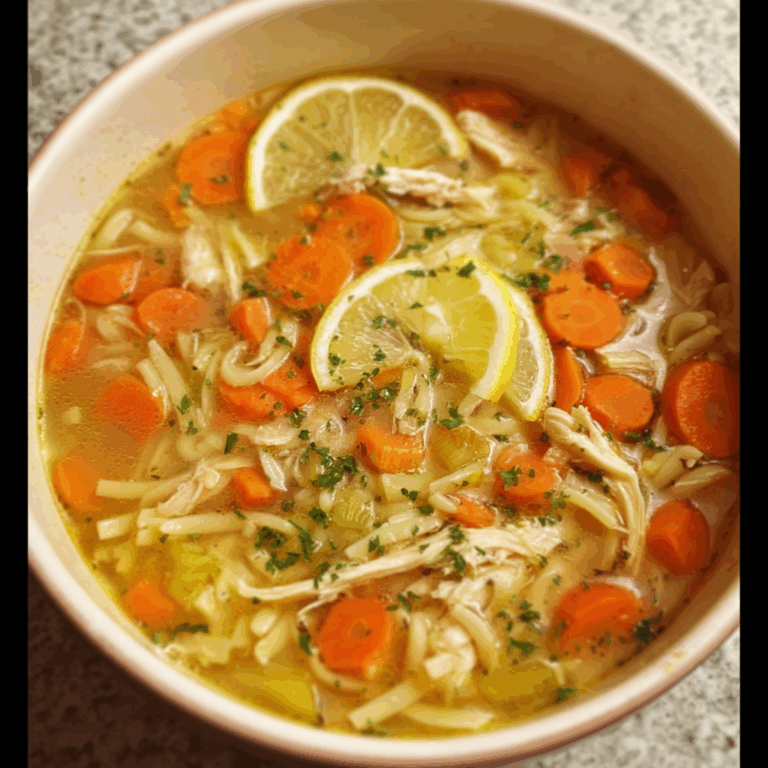 Comforting Chicken Noodle Soup with Carrots and Lemon